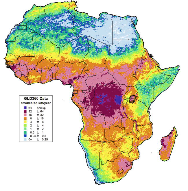 Power Stroke Density Map in Africa