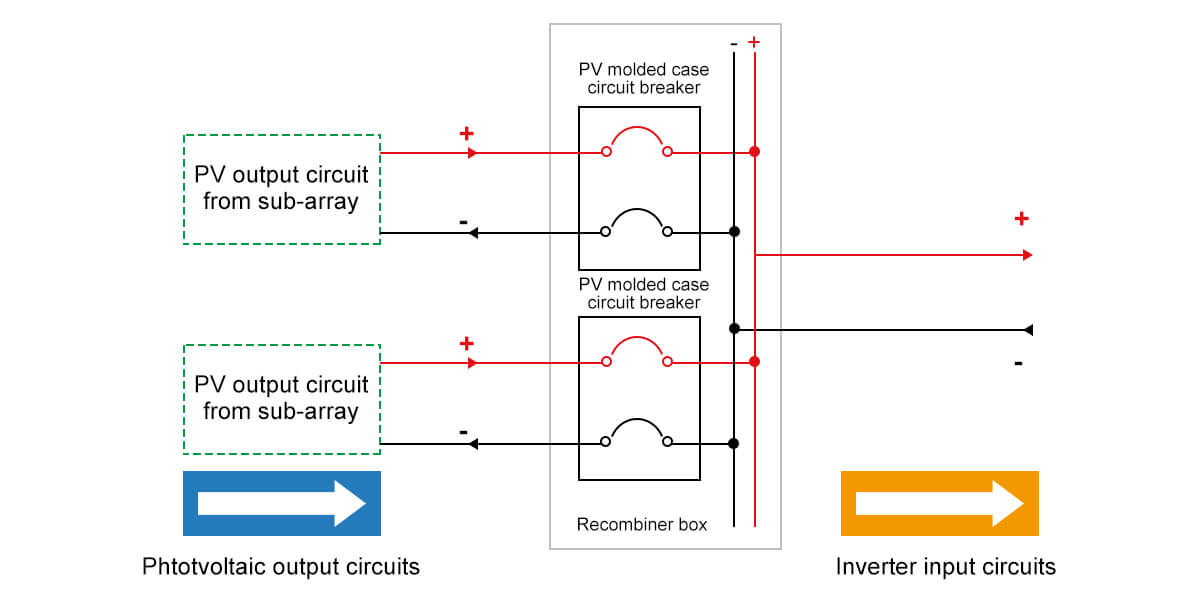 NEC-defined PV output circuits with arrow-indicated protection