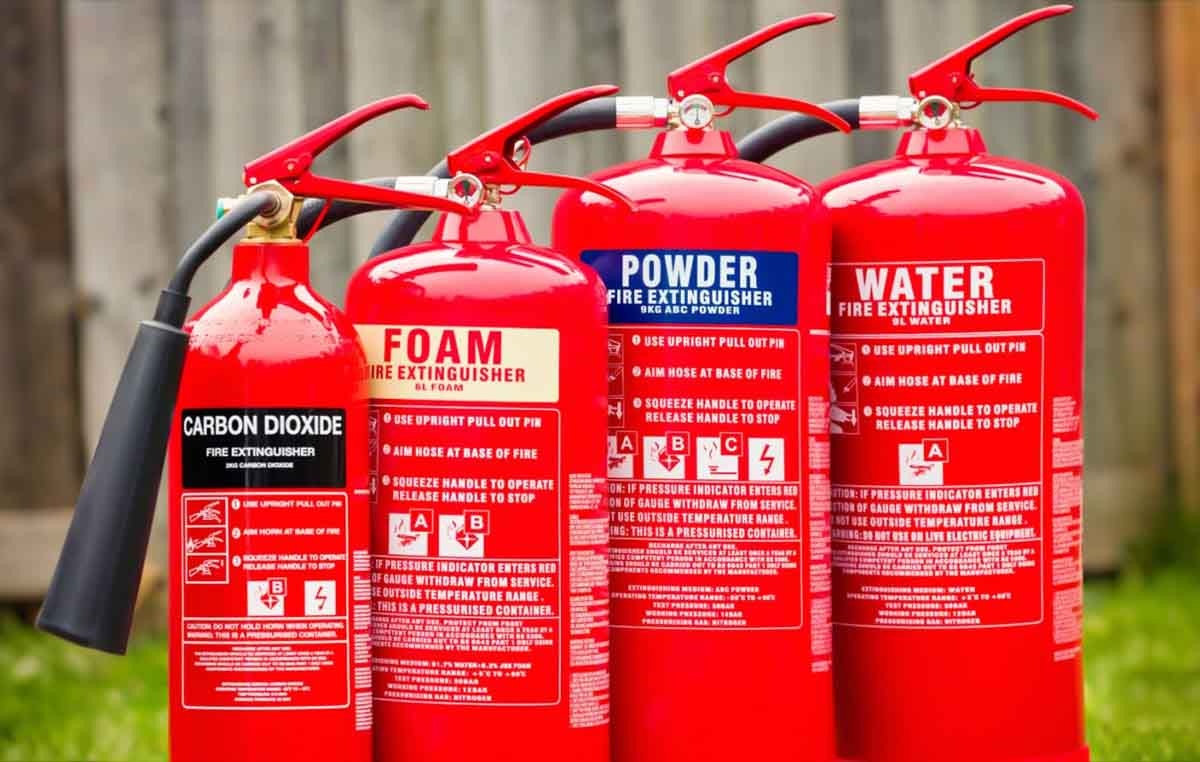 Various Fire Extinguisher Types 