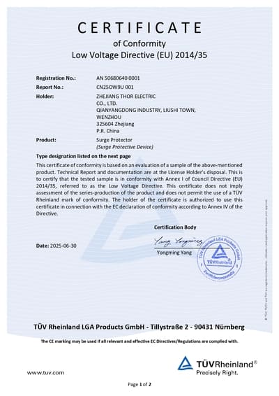 CE Certificate For THOR TRS2-C40