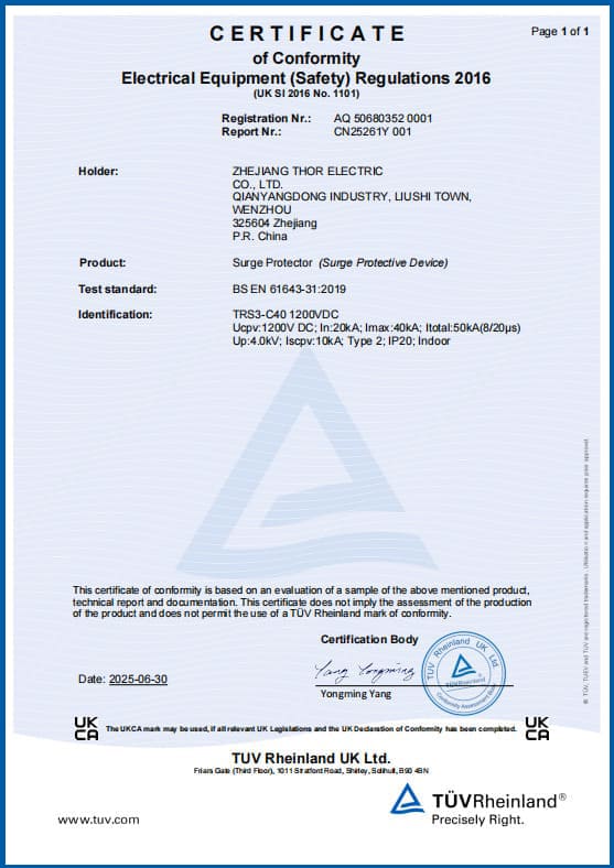 TUV Certifacate TRS3-C40