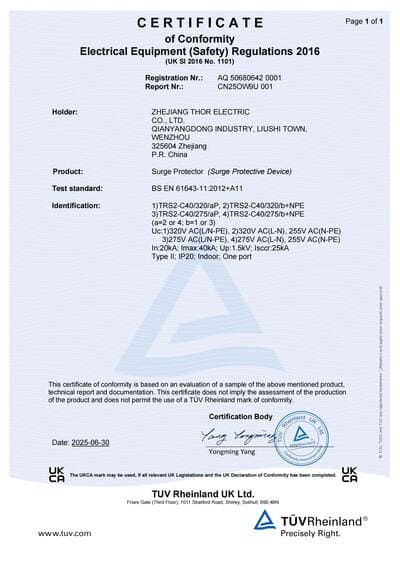 UKCA Ccertificate For THOR TRS2-C40